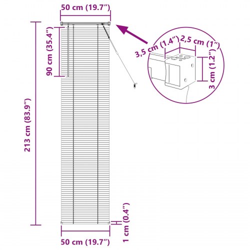 Persienner Indstillelig Lys Brun med Mønster 213 x 50 cm PVC