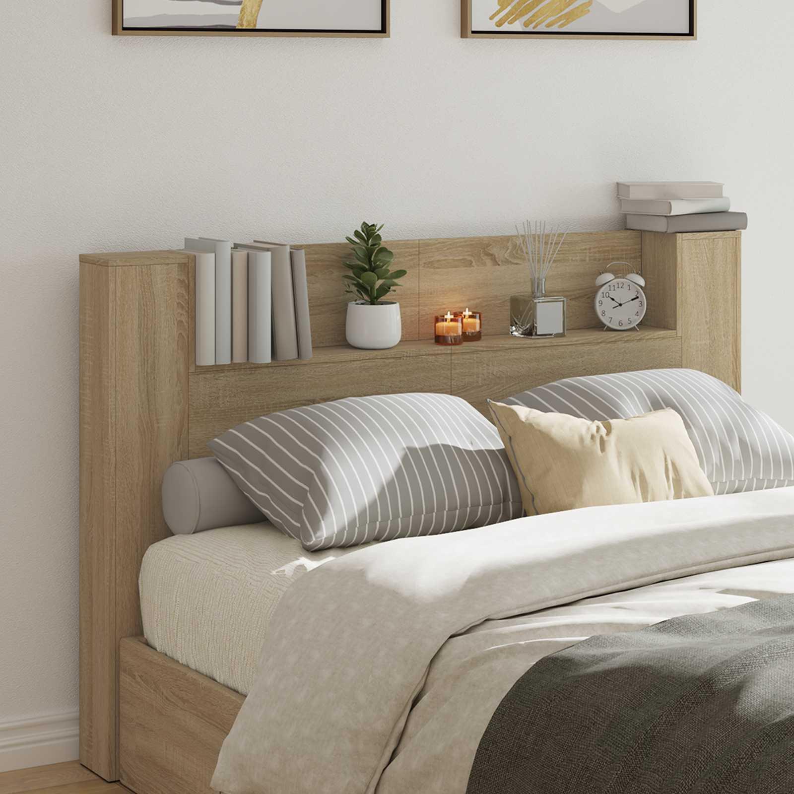 Hovedgærde kabinet med LED Sonoma 160 x 16,5 x 103,5 cm