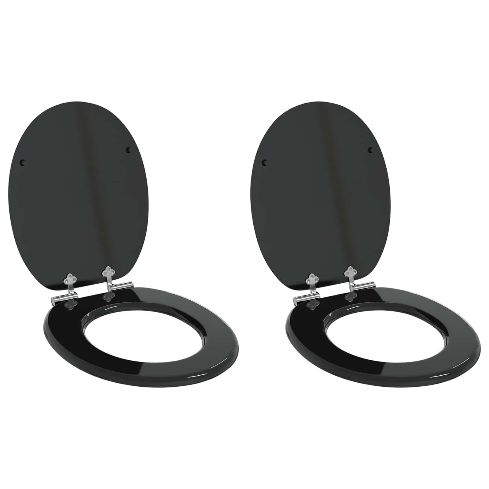 Toilet sæde 2 stk Sort 44 x 38 cm MDF plade