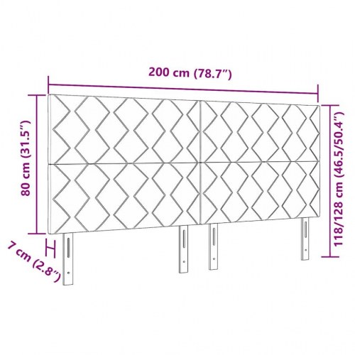 LED sengegavl i fløjl - mørk blå, 200 cm