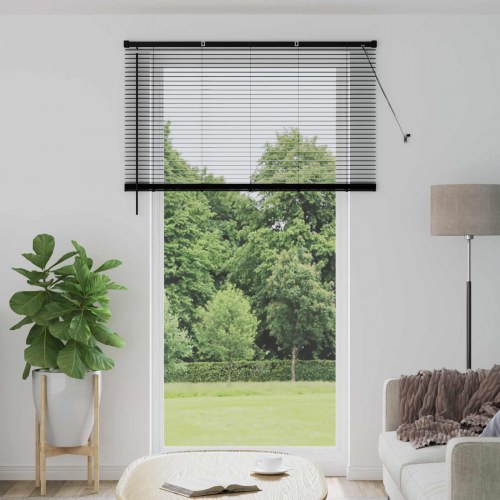 Persienne i PVC - sort 213 × 150 cm, 25 mm lameller