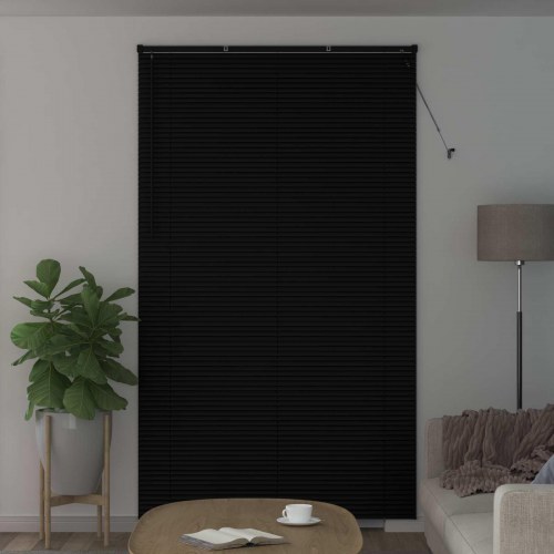 Persienne i PVC - sort 213 × 150 cm, 25 mm lameller