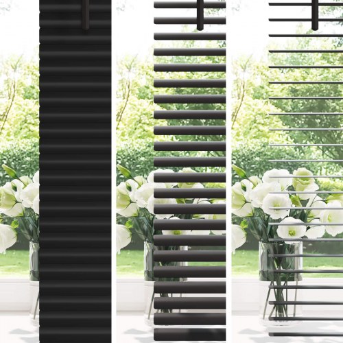 Persienne i PVC - sort 213 × 150 cm, 25 mm lameller