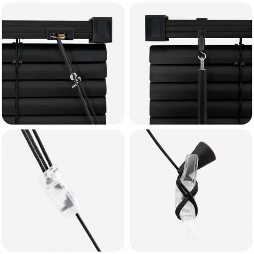 Persienne i PVC - sort 213 × 150 cm, 25 mm lameller