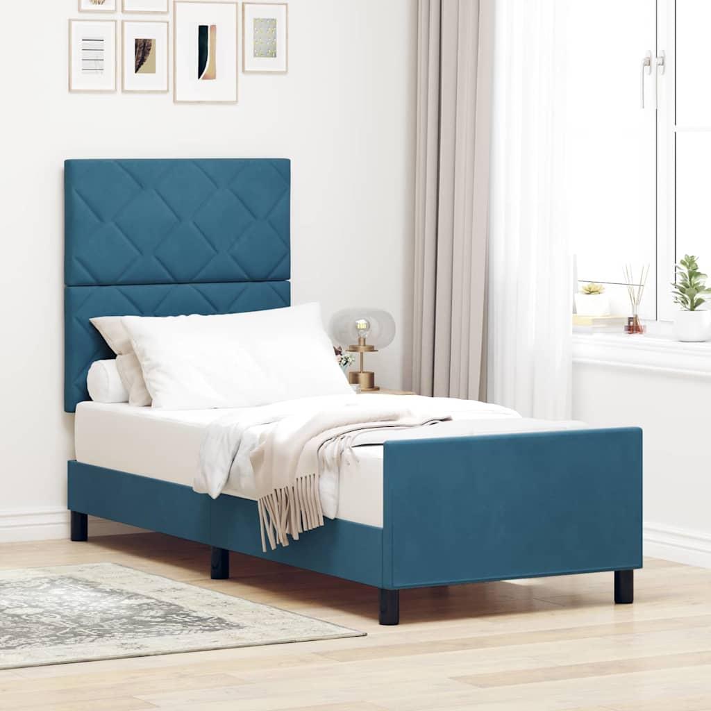vidaXL Box spring seng med hovedgærde Mørk blå 80 x 200 cm Fløjl