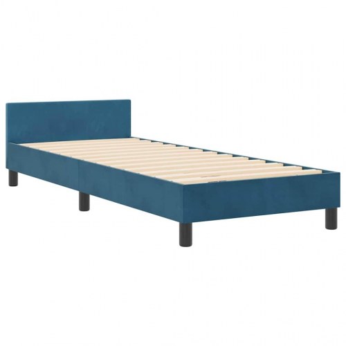 Sengeramme med hovedgærde mørk blå 80 x 200 cm - fløjl