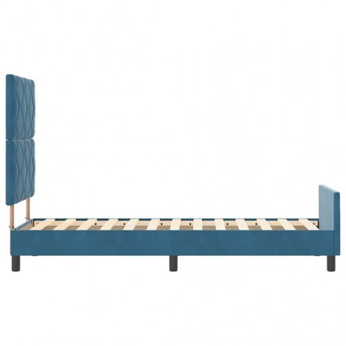 Sengeramme med hovedgærde mørk blå 80 x 200 cm - fløjl