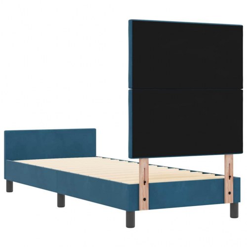 Sengeramme med hovedgærde mørk blå 80 x 200 cm - fløjl