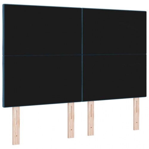 LED-sengegavl i fløjl - mørk blå 160 x 7 x 128 cm