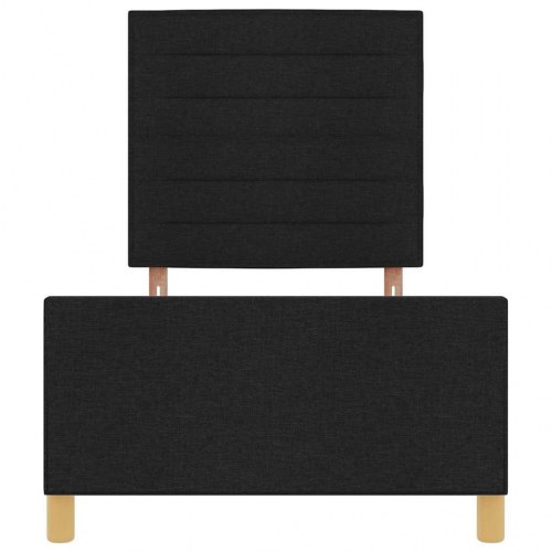 Sengestel med hovedgærde i stof - sort 90 x 200 cm