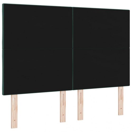 LED sengegavl i mørkegrøn fløjl - 160 cm