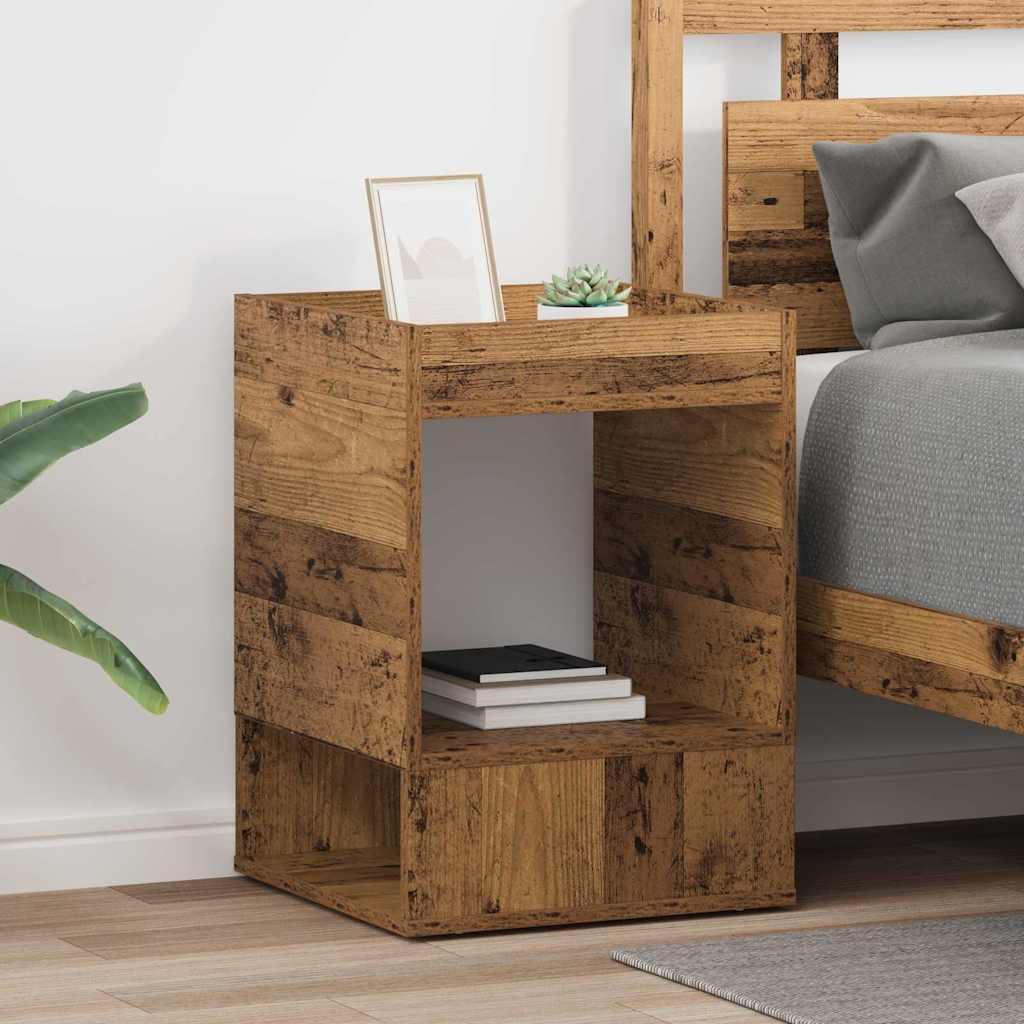 Endebord 2 stk Gammelt træ 40 x 40 x 56 cm Konstrueret træ