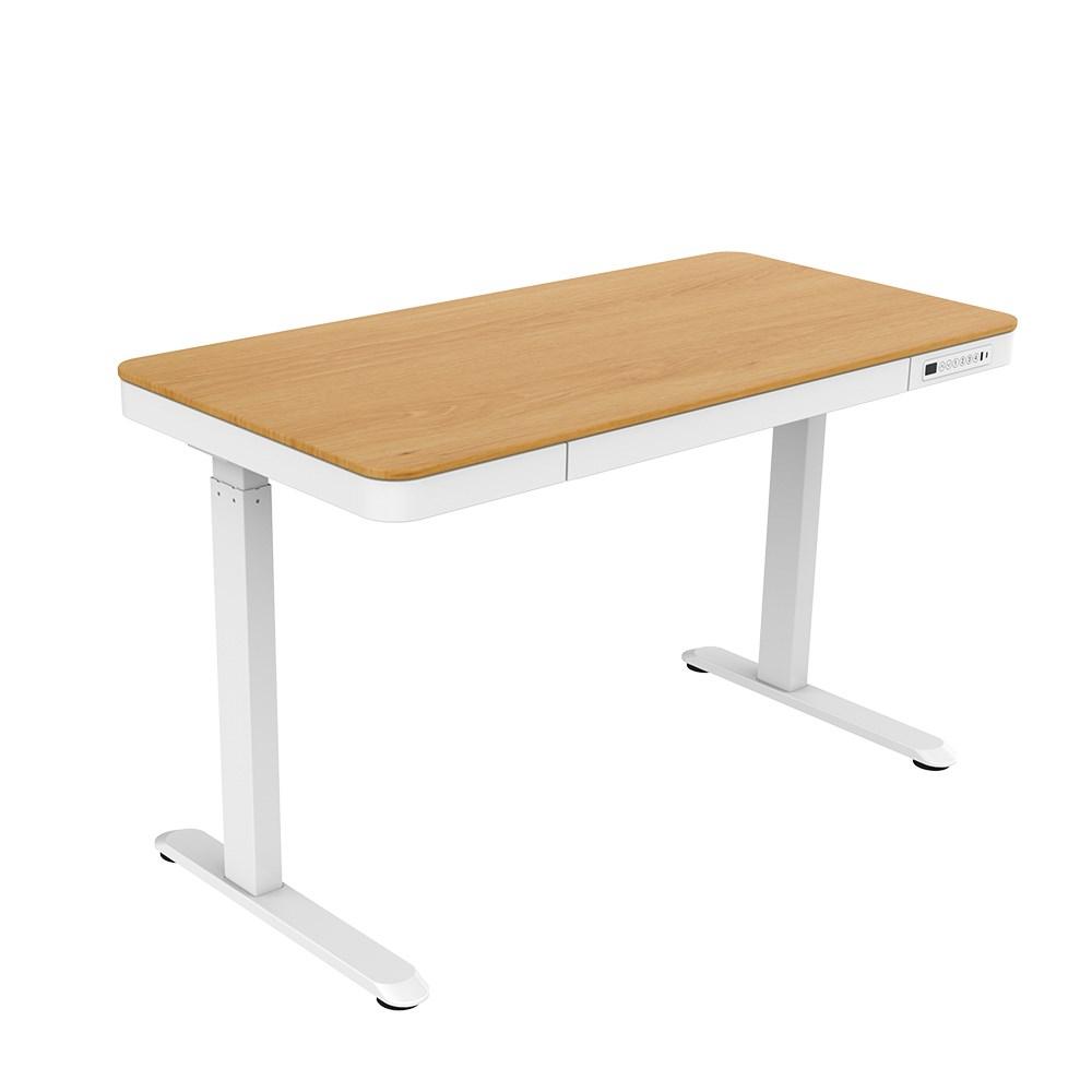 Activejet skrivebord med elektrisk højdejustering 140x70 ET119W-C hvid/eg, Hvid, Træ, 45 kg, 725 - 1225 mm, Træ, Rektangulær form, Stål