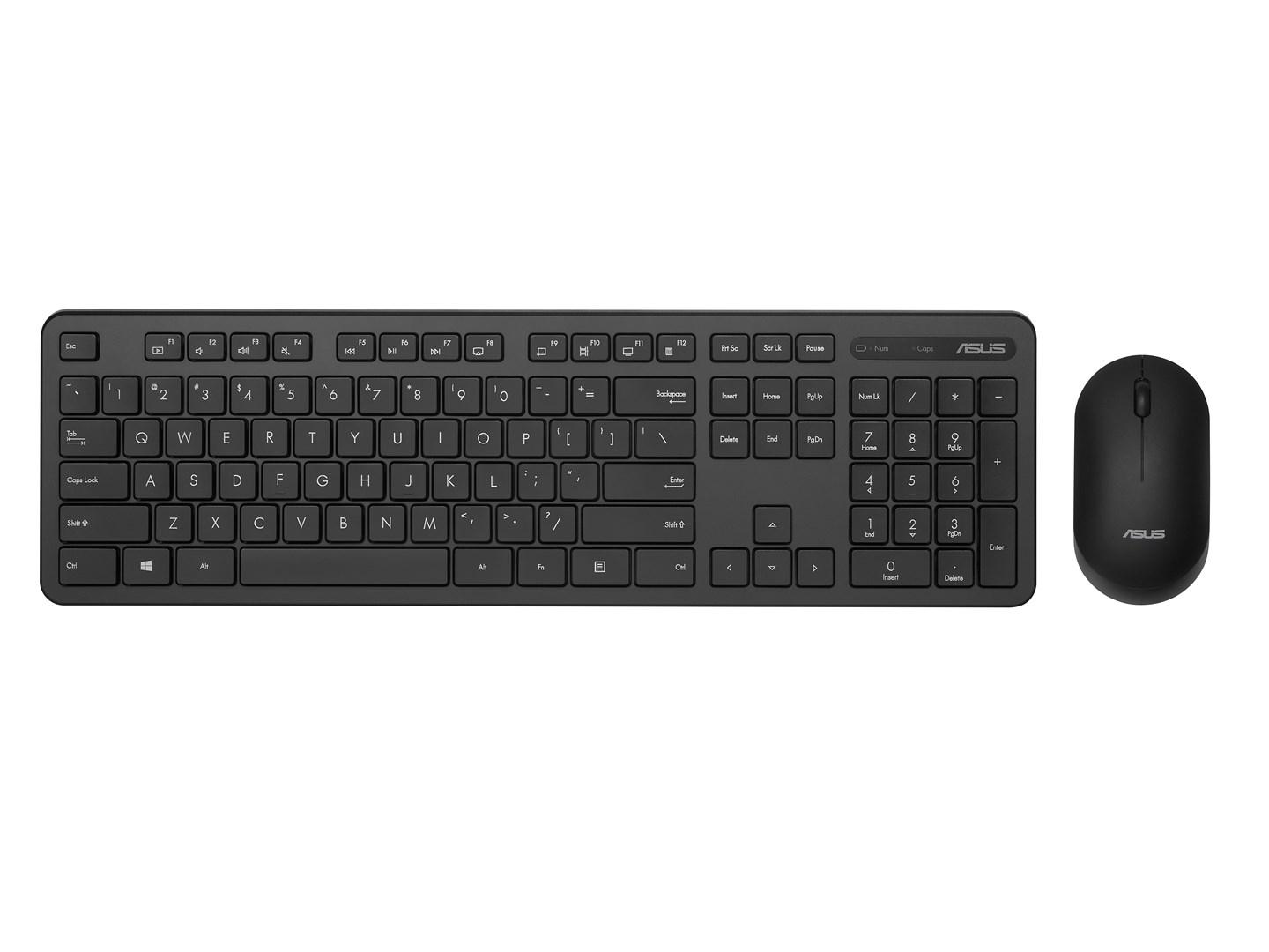 ASUS CW100 trådløst tastatur og mus - fuld størrelse, RF, sort billede
