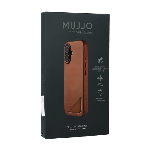 Mujjo Full Leather MagSafe-cover til iPhone 17 – brun