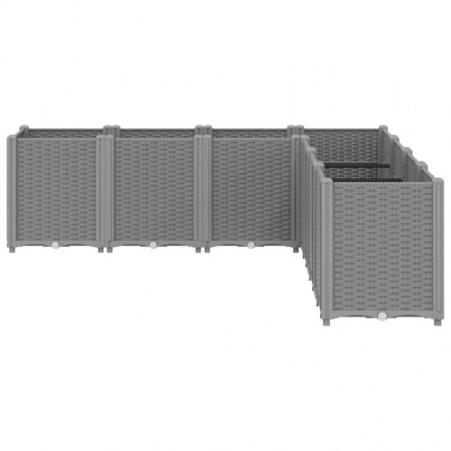 Plantekasse med 7 moduler 160 x 160 x 53 cm - lysegrå