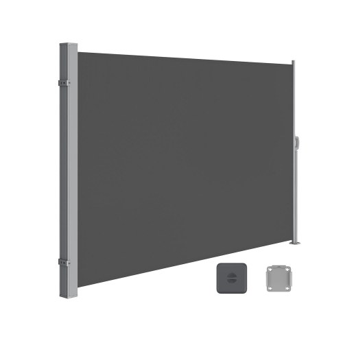 Sidemarkise 180 × 300 cm - røggrå privatlivs- og solafskærmning, udtrækkelig