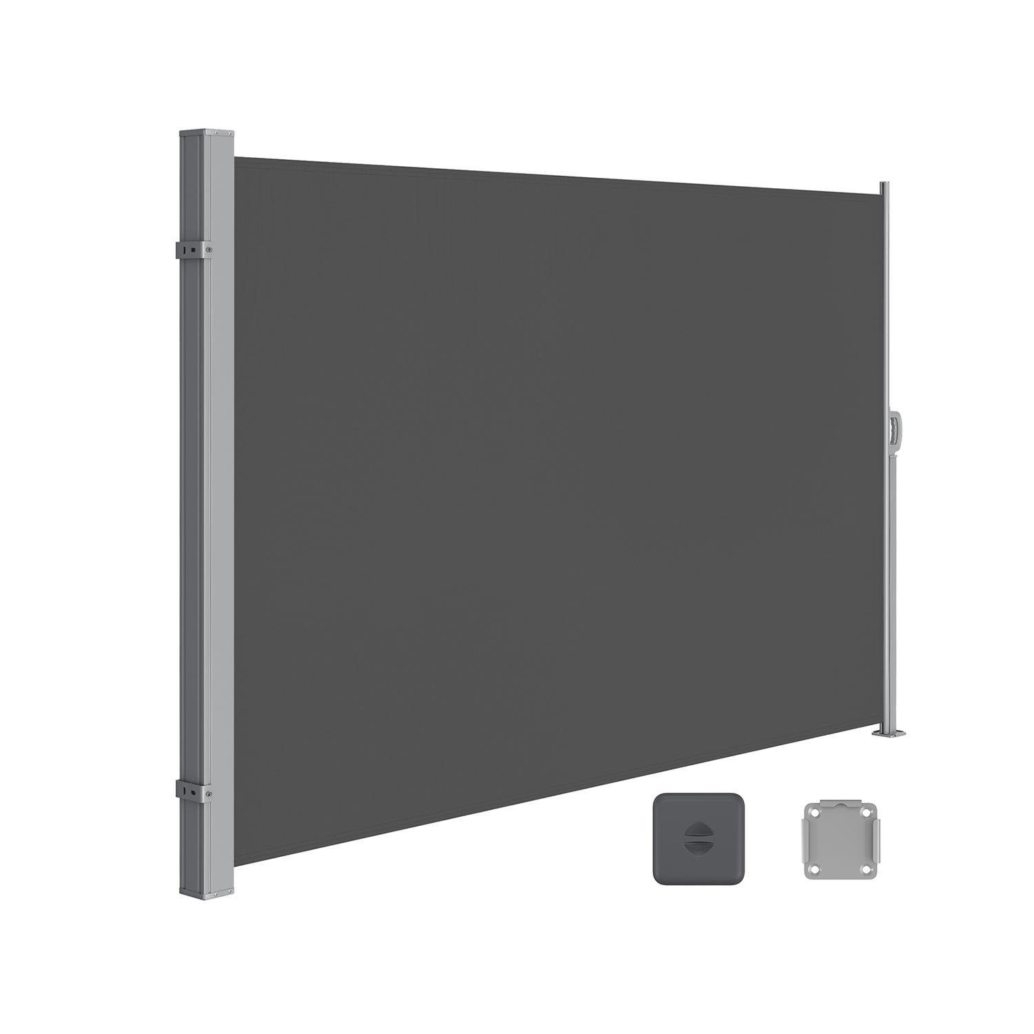 Sidemarkise 180 × 300 cm - røggrå privatlivs- og solafskærmning, udtrækkelig