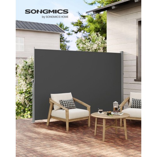 Sidemarkise 180 × 300 cm - røggrå privatlivs- og solafskærmning, udtrækkelig