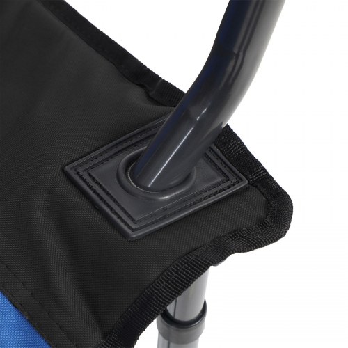 Sammenklappelig campingstol med blød polstring, kopholder og kraftig konstruktion – blå