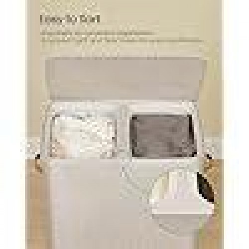 Vasketøjskurv med låg – 2 rum, 56 × 40 × 75 cm, cappuccino beige