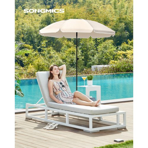 Parasol 2 m til strand og have – UPF 50+, tilt og bæretaske, beige