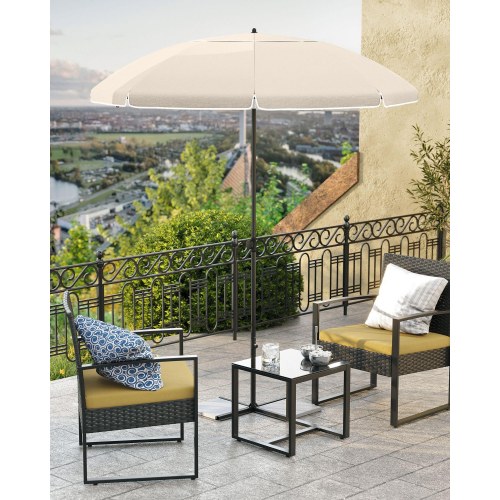 Parasol 2 m til strand og have – UPF 50+, tilt og bæretaske, beige