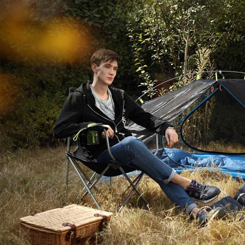 Sæt med 2 foldebare campingstole - komfort, kopholder, 150 kg - sort