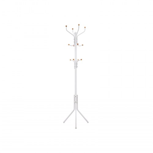 Stumtjener i metal 182 cm – tøjstativ med hatte- og taskekroge, cremehvid/ivory (RCR19W)