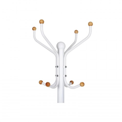 Stumtjener i metal 182 cm – tøjstativ med hatte- og taskekroge, cremehvid/ivory (RCR19W)