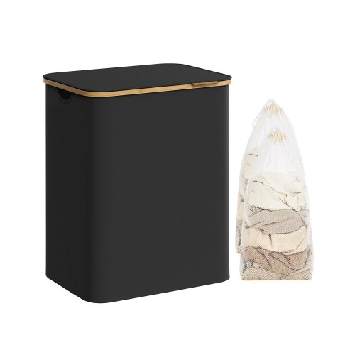Vasketøjskurv med låg 2 rum 130 l - Ink Black