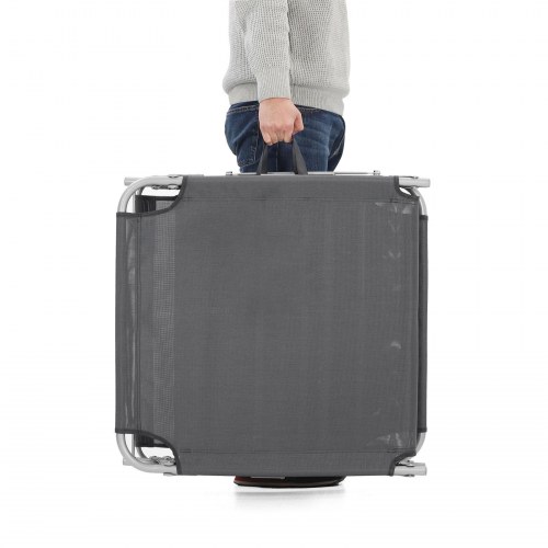 Solseng med ryglæn og solskærm – foldbar liggestol 71 × 200 × 38 cm, 150 kg, røggrå