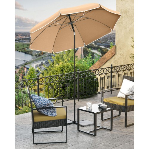 Parasol 1,6 m til strand og have - taupe, UPF 50+, vippefunktion og bæretaske