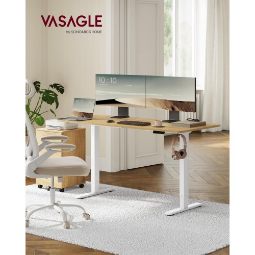 Elektrisk hæve-sænke stel til skrivebord – mat hvid, 3 højdeminder, stå/sid-bord uden bordplade (LSD021W01)