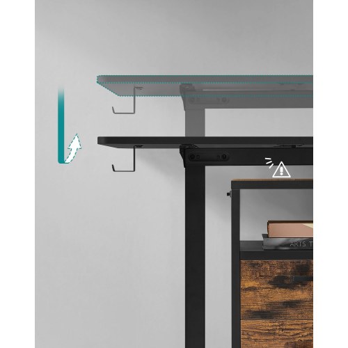 Elektrisk hæve-sænkebord 60 × 140 cm - 72-120 cm, memory 4 højder, blæk-sort