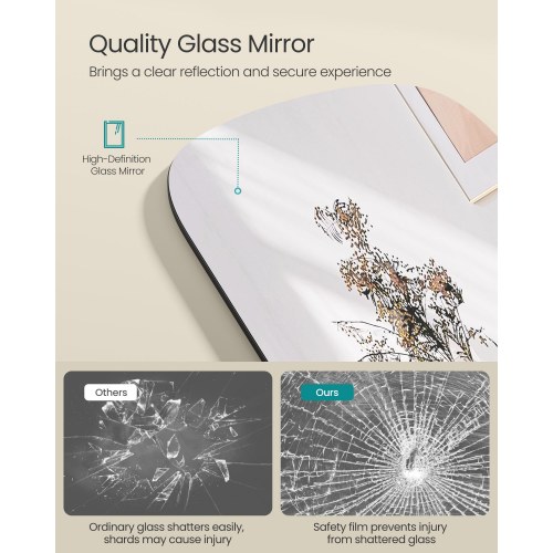 Fuldfigur gulvspejl 160 × 50 cm – buet rektangel med støtteben, hærdet glas, aluminium – blæk-sort