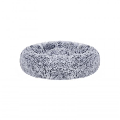 Rund donut hundeseng - fluffy, beroligende med aftageligt, vaskbart betræk, 50 cm - grå