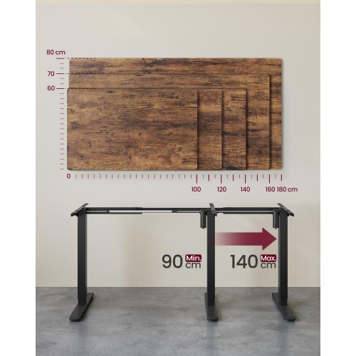 Elektrisk hæve-sænke stel til skrivebord – justerbart 80–150 cm, memory 3 højder, 70 kg, stål, ink black