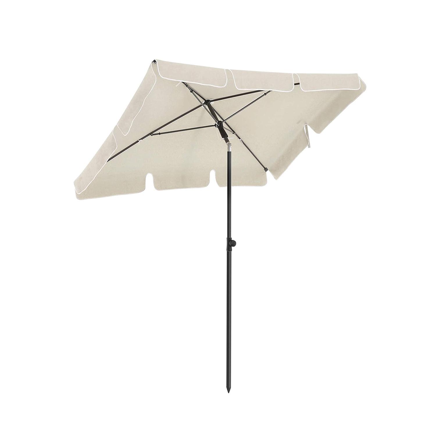 Rektangulær altanparasols 2 × 1,25 m – UPF 50+, vippefunktion, beige med bæretaske