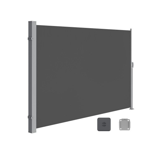 Sidemarkise 200 × 350 cm – røggrå sol- og indsynsskærm til altan og terrasse