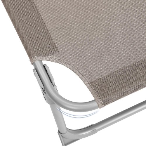Solseng med nakkepude og solskærm - justerbar, foldbar, taupe 53 × 193 × 29,5 cm (150 kg)