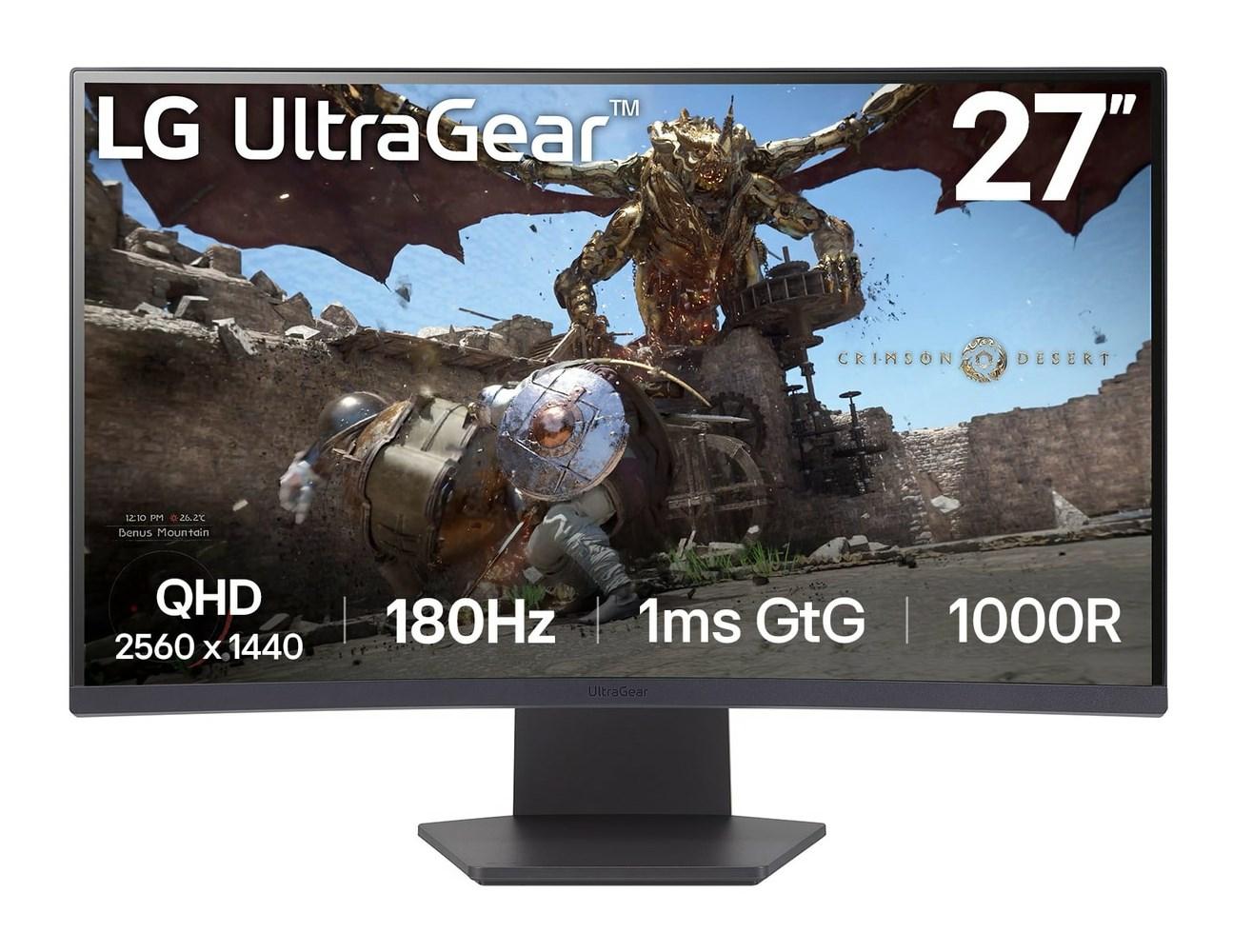 LG UltraGear 27GS60QC-B 27" buet gaming skærm - QHD 2560 × 1440, 180 Hz, 1 ms, VA - Sort billede