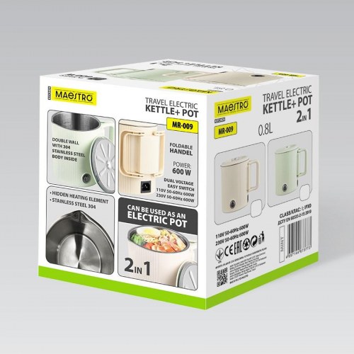 Maestro MR-009 elkedel/rejsekedel 0,8 l - 600 W, mint