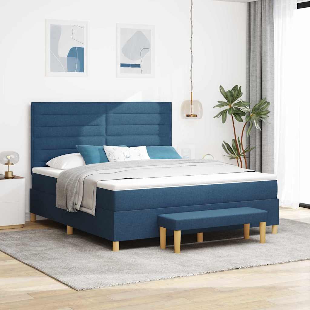 Kontinentalseng med madras med hovedgÃ¦rde BlÃ¥ 180 x 200 cm Stof