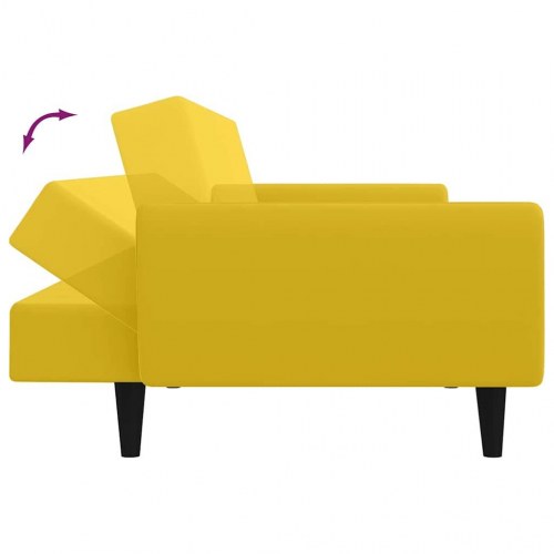 2-personers sovesofa i fløjl - gul