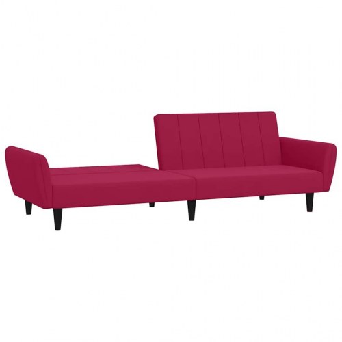 2-personers sovesofa i fløjl - vinrød, daybed med træstel