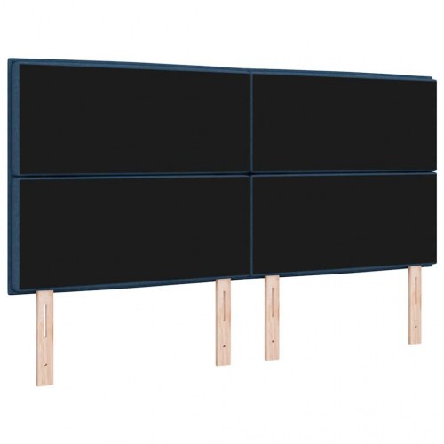 Højdejusterbar sengegavl i blå stof - 180 x 7 x 128 cm