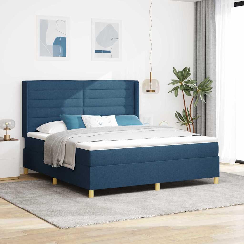 Kontinentalseng med madras med hovedgÃ¦rde BlÃ¥ 180 x 200 cm Stof