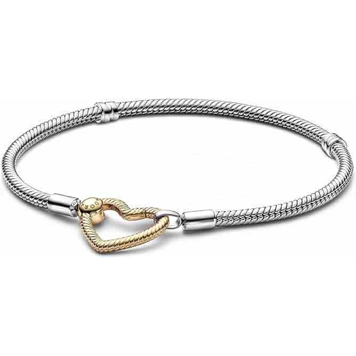 Pandora armbånd til kvinder 21 cm - sterling sølv 925, guldfarvet hjerte