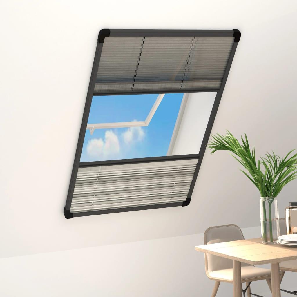 Plisseret insektnet til vinduer 80x160 cm afskygning aluminium